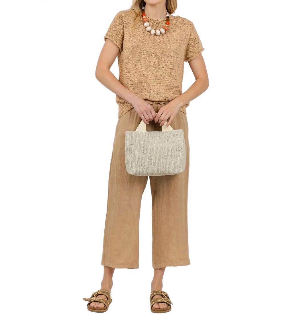 NEW ELLIOTT LAUREN boatneck tape yarn sweater in latte